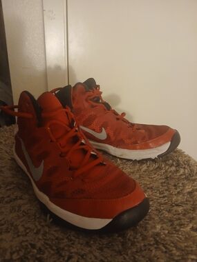 Nike Red Mesh Basketball Shoes with White Swoosh